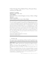 Urban Sensing Using Mobile Phone Network Data: a Survey of Research
