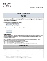World Cultures Overview 2020-2021 Grading Period 1
