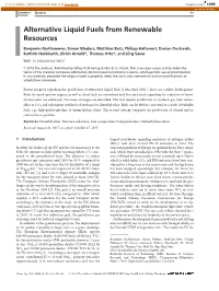 Alternative Liquid Fuels from Renewable Resources