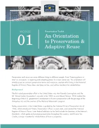 An Orientation to Preservation & Adaptive Reuse