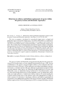 Behaviour in Cultures and Habitat Requirements of Species Within the Genera Loreleia and Rickenella (Agaricales)