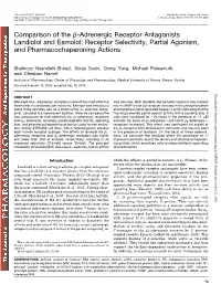 Comparison of the Β-Adrenergic Receptor Antagonists Landiolol and Esmolol: Receptor Selectivity, Partial Agonism, and Pharmacoc