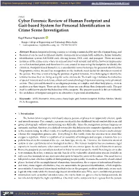 Cyber Forensic Review of Human Footprint and Gait-Based System for Personal Identiﬁcation in Crime Scene Investigation