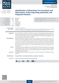 Identification of Biomarkers for Sarcoidosis and Tuberculosis of The