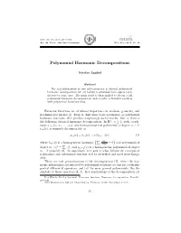 Polynomial Harmonic Decompositions