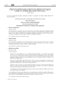 Publication D'une Communication Relative À L'approbation D'une
