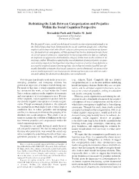 Rethinking the Link Between Categorization and Prejudice Within the Social Cognition Perspective