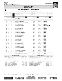 SUMMARY 800 Metres Men - Semi-Final First 2 in Each Heat (Q) and the Next 2 Fastest (Q) Advance to the Final