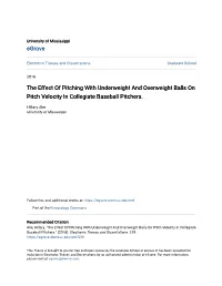 The Effect of Pitching with Underweight and Overweight Balls on Pitch Velocity in Collegiate Baseball Pitchers