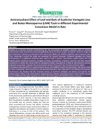 Anticonvulsant Effect of Leaf and Bark of Erythrina Variegata Linn and Butea Monosperma (LAM) Taub in Different Experimental Convulsion Model in Rats