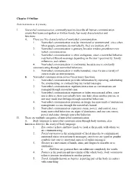 Chapter 5 Outline I. Nonverbal Communication, Commonly Used To