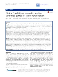 Clinical Feasibility of Interactive Motion-Controlled Games for Stroke