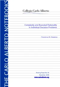 Complexity and Bounded Rationality in Individual Decision Problems