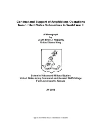 Conduct and Support of Amphibious Operations from United States Submarines in World War II