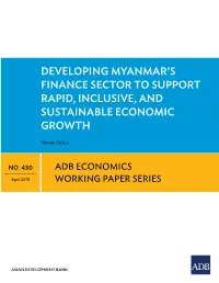 Developing Myanmar's Finance Sector to Support Rapid, Inclusive