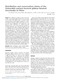 Distribution and Conservation Status of the Vulnerable Eastern Hoolock