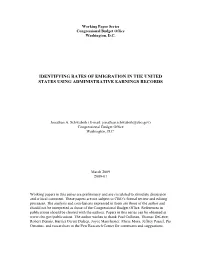 Identifying Rates of Emigration in the United States Using Administrative Earnings Records