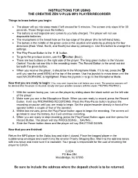Instructions for Using the Creative Zen V-Plus Mp3 Player/Recorder