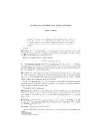 NOTES on CARTIER and WEIL DIVISORS Recall: Definition 0.1. A