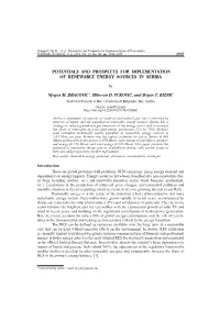 Potentials and Prospects for Implementation of Renewable Energy Sources in Serbia
