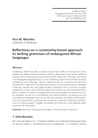 Reflections on a Community-Based Approach to Writing Grammars of Endangered African Languages