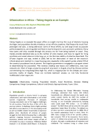 Urbanisation in Africa – Taking Angola As an Example