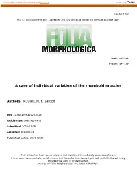 A Case of Individual Variation of the Rhomboid Muscles