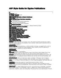 AHP Style Guide for Equine Publications