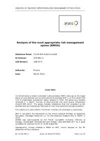 Analysis of the Most Appropriate Risk Management Option (Rmoa) ______