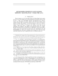Establishing Rights in a New Domain: Defining “Registration” Under the Acpa*