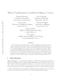 Ethical Considerations in Artificial Intelligence Courses
