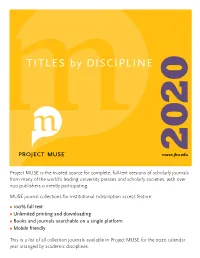 Journal Title List for 2020
