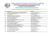 MAHARSHI DAYANAND UNIVERSITY, ROHTAK (A State University Established Under Haryana Act No