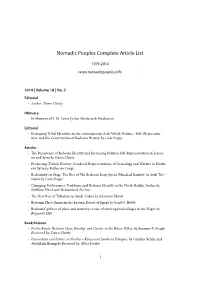 Nomadic Peoples Complete Article List