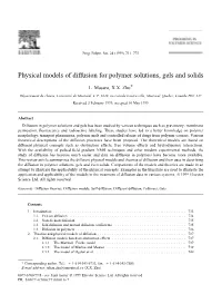 Physical Models of Diffusion for Polymer Solutions, Gels and Solids