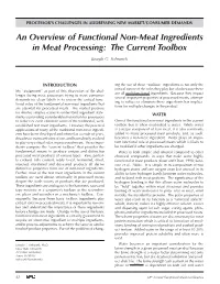 An Overview of Functional Non-Meat Ingredients in Meat Processing: the Current Toolbox
