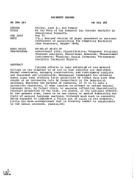 And Others TITLE on the Uses of the Computer for Content Analysis in Educational Research