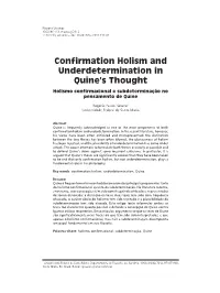 Confirmation Holism and Underdetermination in Quine's
