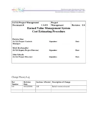 Earned Value Management System Cost Estimating Procedure