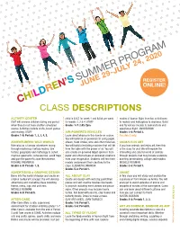 C H Ild R En' S Summer Program
