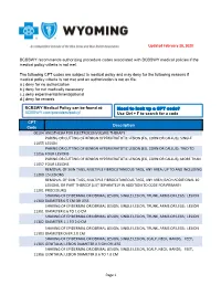 CPT Code Description 00104 ANESTHESIA FOR