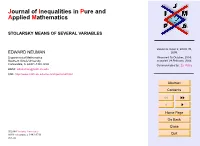 Stolarsky Means of Several Variables