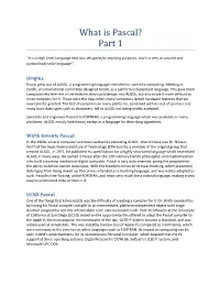 What Is Pascal? Part 1