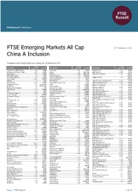FTSE Emerging Markets All Cap China a Inclusion