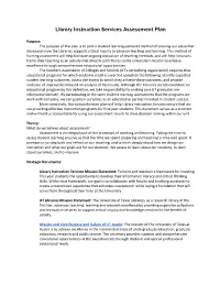 Library Instruction Services Assessment Plan