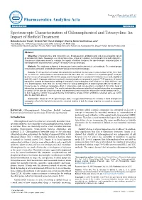 Spectroscopic Characterization of Chloramphenicol and Tetracycline