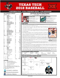 Texas Tech 2018 Baseball
