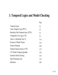 3. Temporal Logics and Model Checking