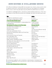 ALA's Office for Intellectual Freedom (OIF) Receives Reports from Libraries, Schools, and the Media on Attempts to Ban Books in Communities Across the Country