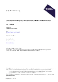 Charles Darwin University Community-Based Orthography Development in Four Western Zambian Languages Bow, Catherine